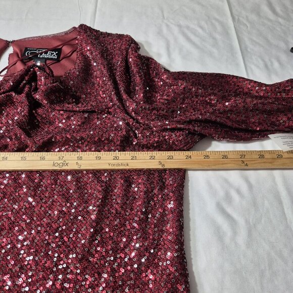 Alex Evenings Women's Size 1X Red Sequined Cowl Neck Blouse Tunic Top Plus (46) - Picture 13 of 14